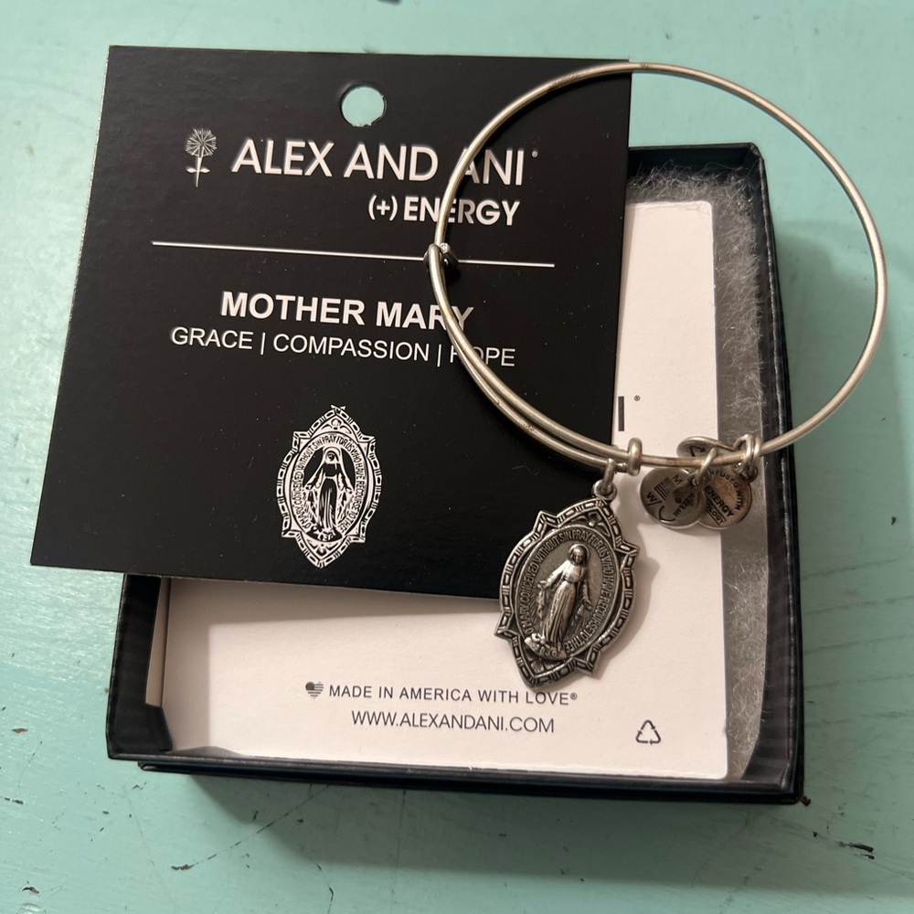 Alex and Ani Silver Mother Mary Charm Bangle